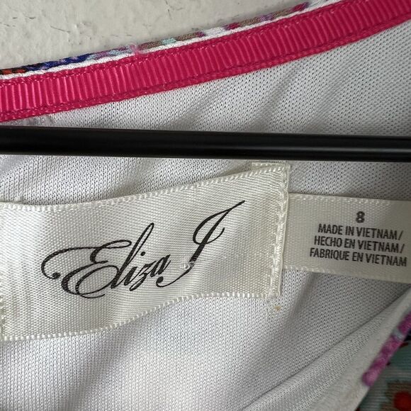 Eliza J‎ Womens Multicolor Striped Paisley Half Sleeve Jersey Sheath Dress 8 - Picture 3 of 4